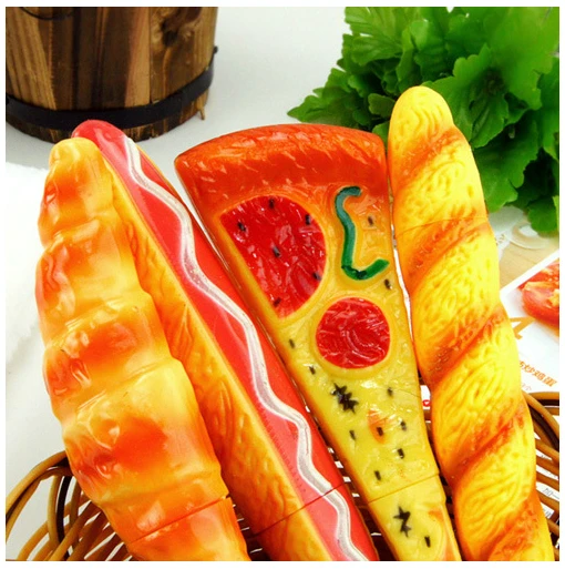 8pcs Creative stationery wholesale cute cartoon pizza bread shape ballpoint pen with magnet