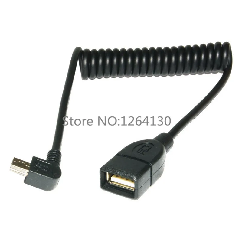 1 шт., прямоугольный разъем(под углом 90 градусов) для расширения USB 2,0 женщина к мини USB B Мужской 5 Pin OTG адаптер для автомобиля AUX