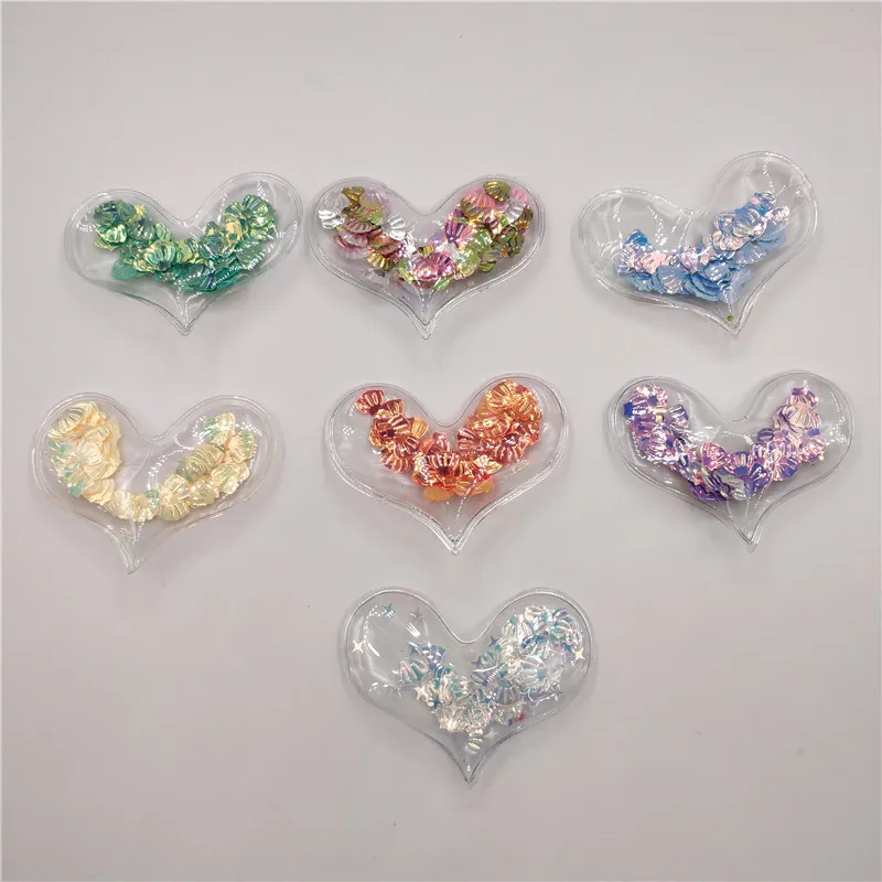 

7pcs/lot 6cm Bling bling Sequin Heart patch applique for DIY Headdress Accessories