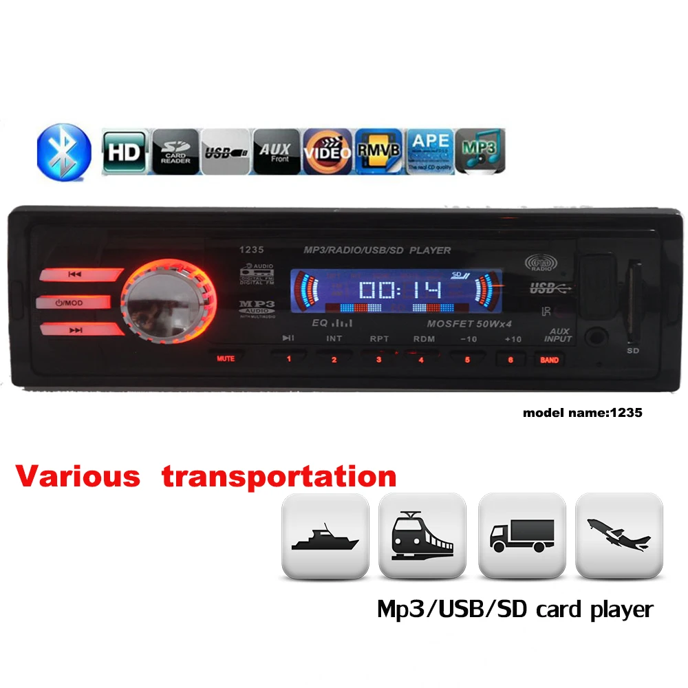 Car Audio with Remote Control MP3 Player 1 Din Auto FM radio support