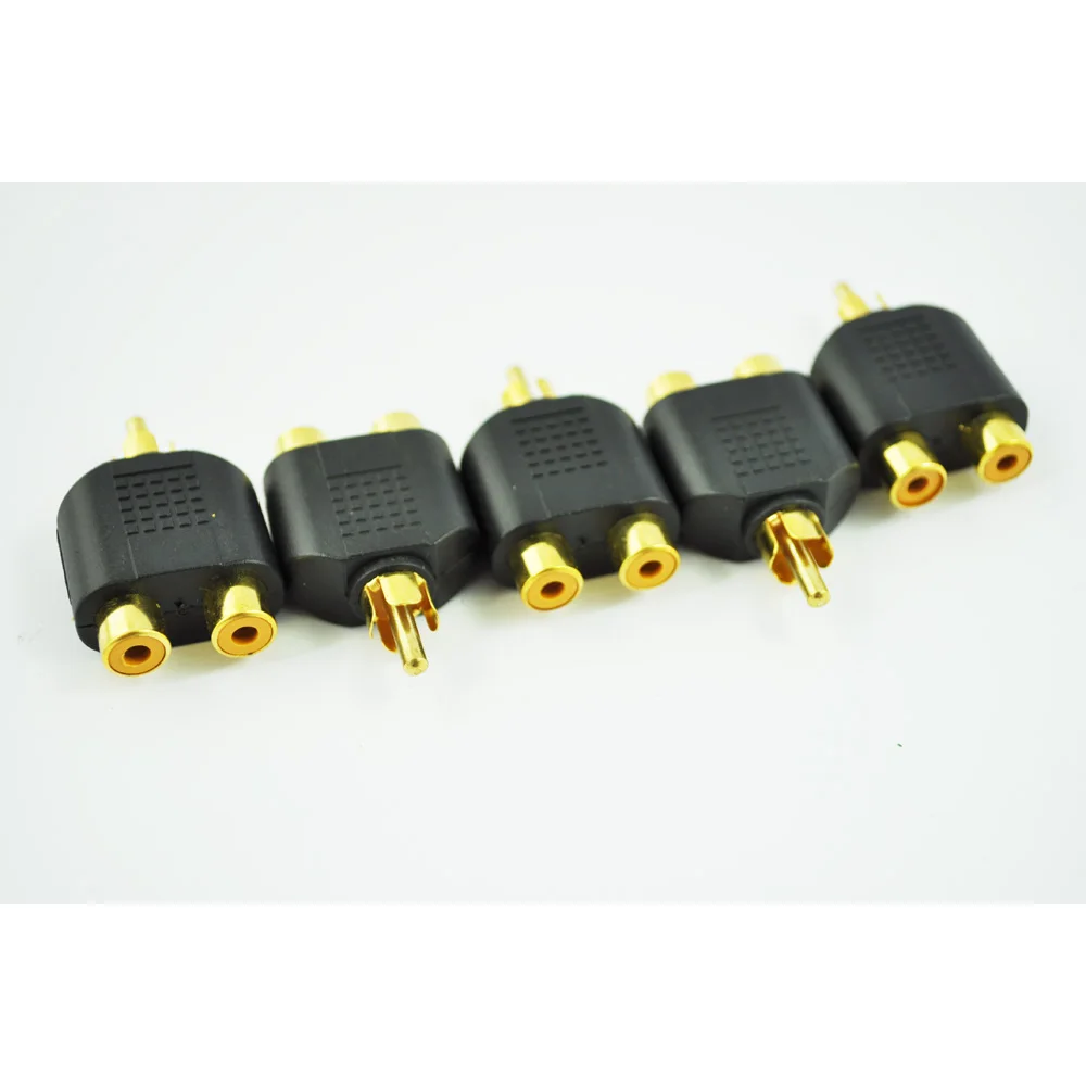 

Promotion! 5 pcs RCA AV Audio Y Splitter Plug Adapter 1 Male to 2 Female