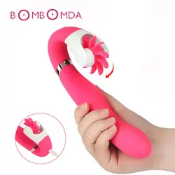Фаллоимитатор ласки языком вибратор для женщин клитор стимуляция вагинальный массаж Анальная пробка вибрационная палка секс-игрушки для