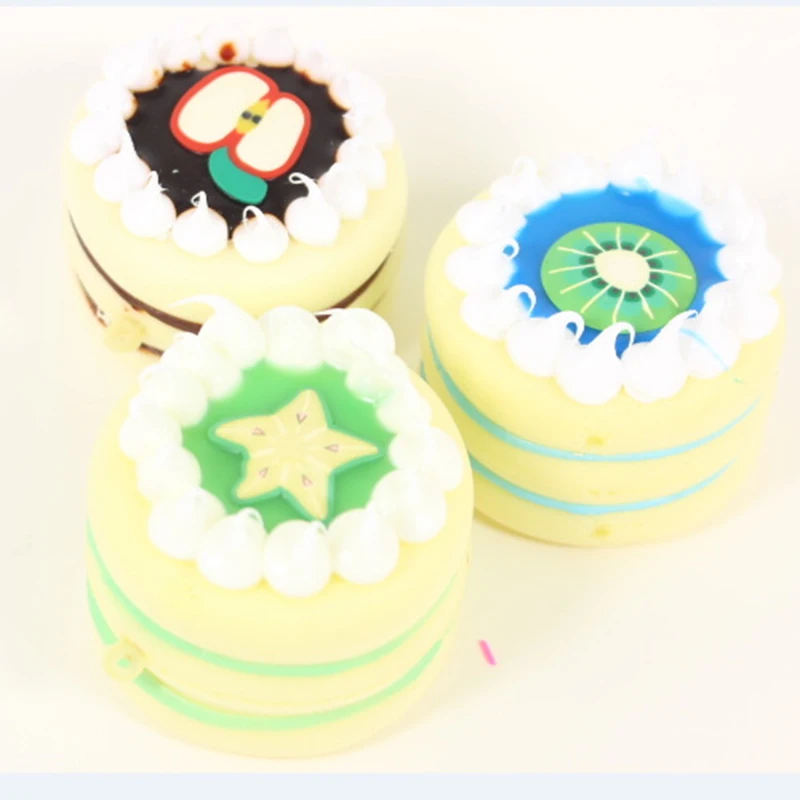 Kawaii Squishy Mini 6.5cm Round Fruit Cake Squishy Slow Rising Squeeze Bread Stress Relief Toys Phone Strap Squishi Kid Juguetes