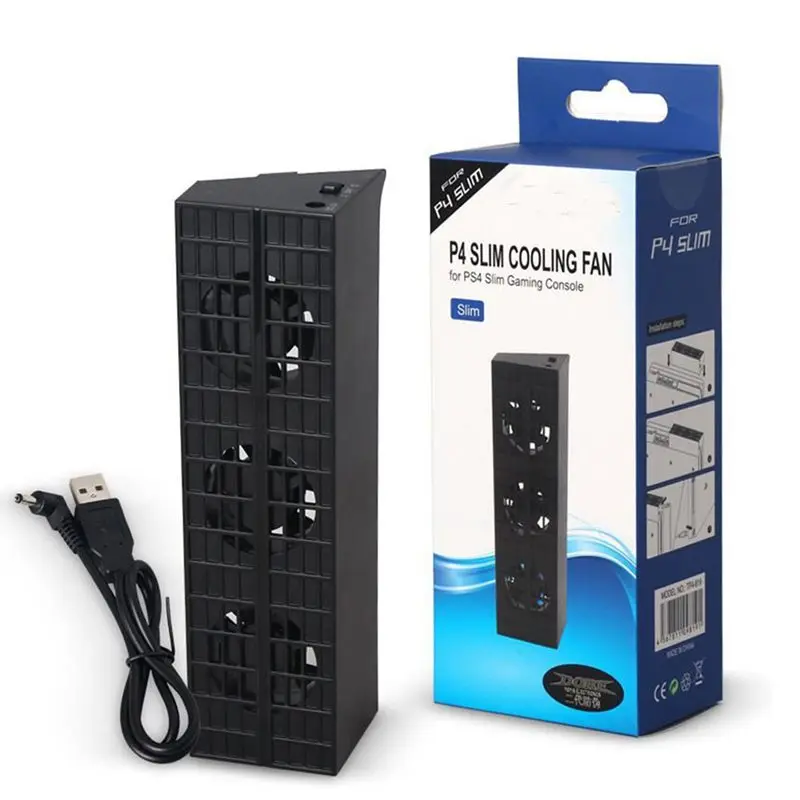 

For PS4 Slim Cooling Fan Console Cooler Smart Thermostat 3 Fans System Station for Sony Playstation 4 PS4 Slim