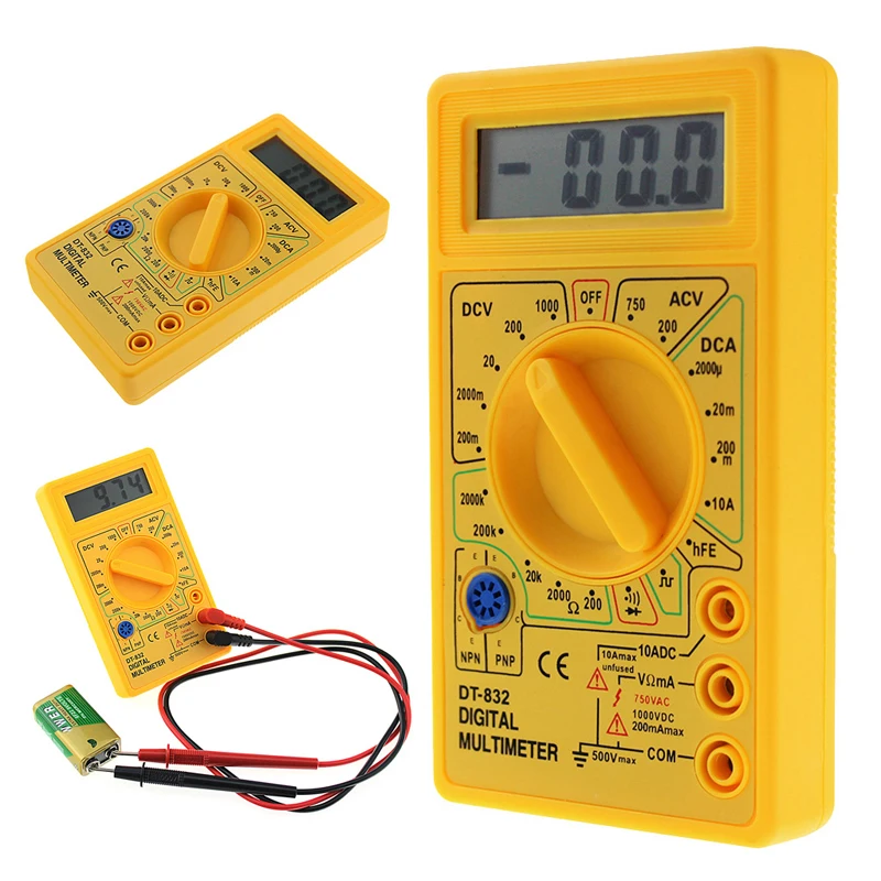 Цифровой мультиметр lcd DC AC Вольтметр Амперметр Ом Профессиональный DT832 Ttransistor тестер инструменты