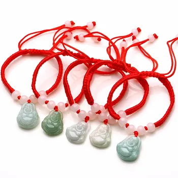 

Ethnic Handmade Weave Red String 100% Natural Smiling Buddha Bracelet 1PCS