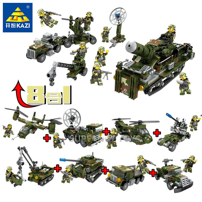1630Pcs Military FIELD ARMY Tank Helicopter Soldiers Radar Model Building Blocks Sets Weapon Bricks Toys for Children