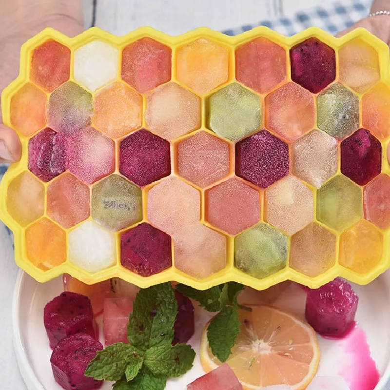 

Honeycomb Shape Ice Cube 37 Holes Ice Tray Silicone Mold Summer Household Storage Containers Fridge Ice Cube Maker Bar Tool