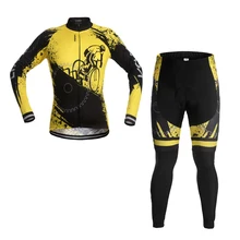 Это сезон: весна–лето Для мужчин Для женщин с длинным рукавом Велоспорт Джерси Наборы для ухода за кожей дышащие мягкие Велосипедный Спорт Спортивная Одежда для велоспорта желтый