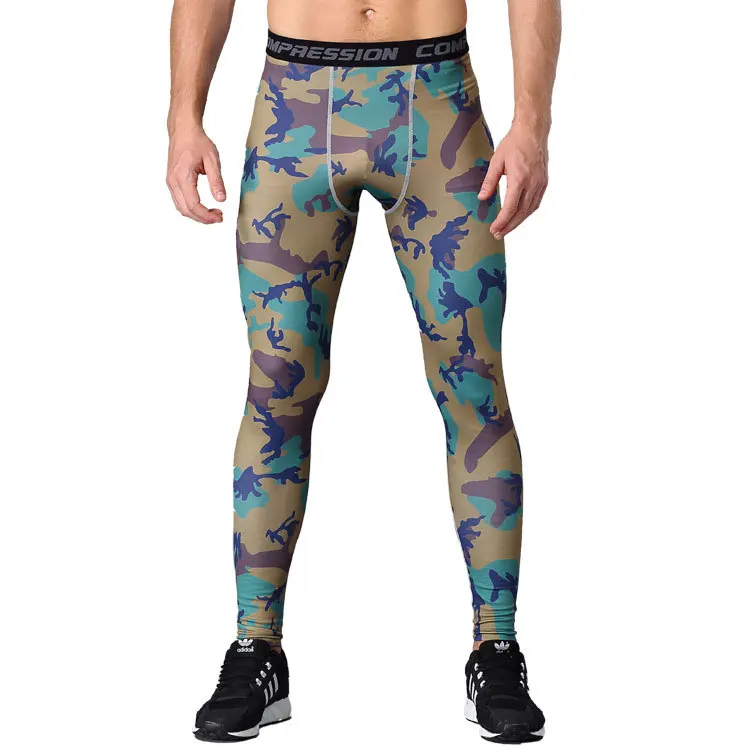 high quality Men Gym Compression Slim Tight Base Layer Sports Leggings Running Pants Trousers - Цвет: C