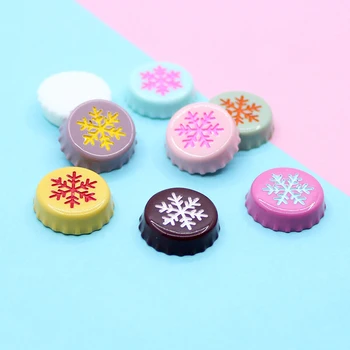 

50pcs/lot 15X15mm resin Simulation snowflake beer bottle cap resin crafts Cabochon Embellishment for diy phone accessories