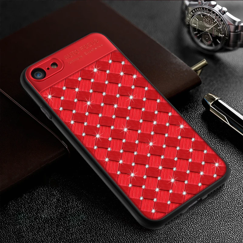 Чехол для iPhone 6 6s Plus чехол бампер с плетеной сеткой и кристаллами apple X XR XS Max