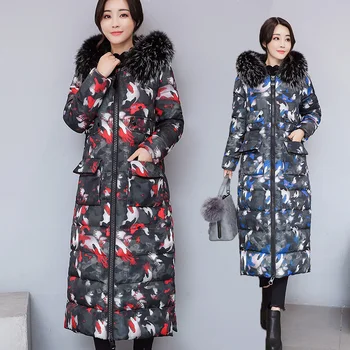 

Women's Parkas Print Thick Warm winter jacket women windproof jacket with hood Cotton padded coat parkas women winter coat