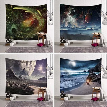 

Shocking And Beautiful Universe Tapestry Mountain Beach Decoration Carpet Nebula Planet Living Room Home Decoration Blanket