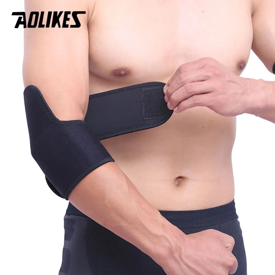 AOLIKES قابل للتعديل الرياضية دعامة كوع كرة السلة تنس وسادات الكوع الكرة الطائرة دعامة كوع حراس منصات الذراع الأكمام 1 زوج