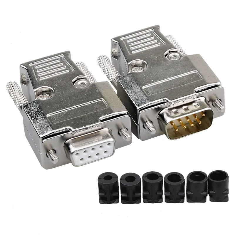 

DB9 Metal Connector Female/Male Adapter Series Connector D-Sub Plug COM Gold-Plated Copper Contactors 9 Pin 2Row Port Socket