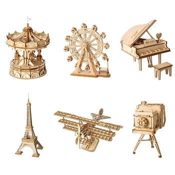 

3D Three-dimensional Puzzle Wooden Toy Stall Selling Children's Educational and Creative Eiffel Tower Promotional Gifts