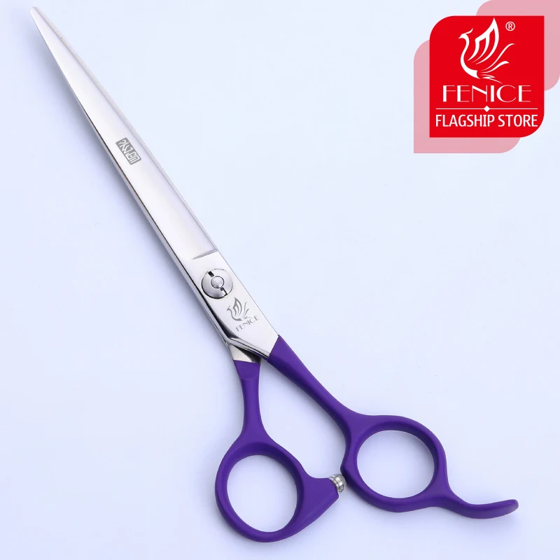 

Fenice 6.75” Professional Grooming Scissors Purple Handle Straight Cutting Shears Japan 440c Pet Dogs Supplies