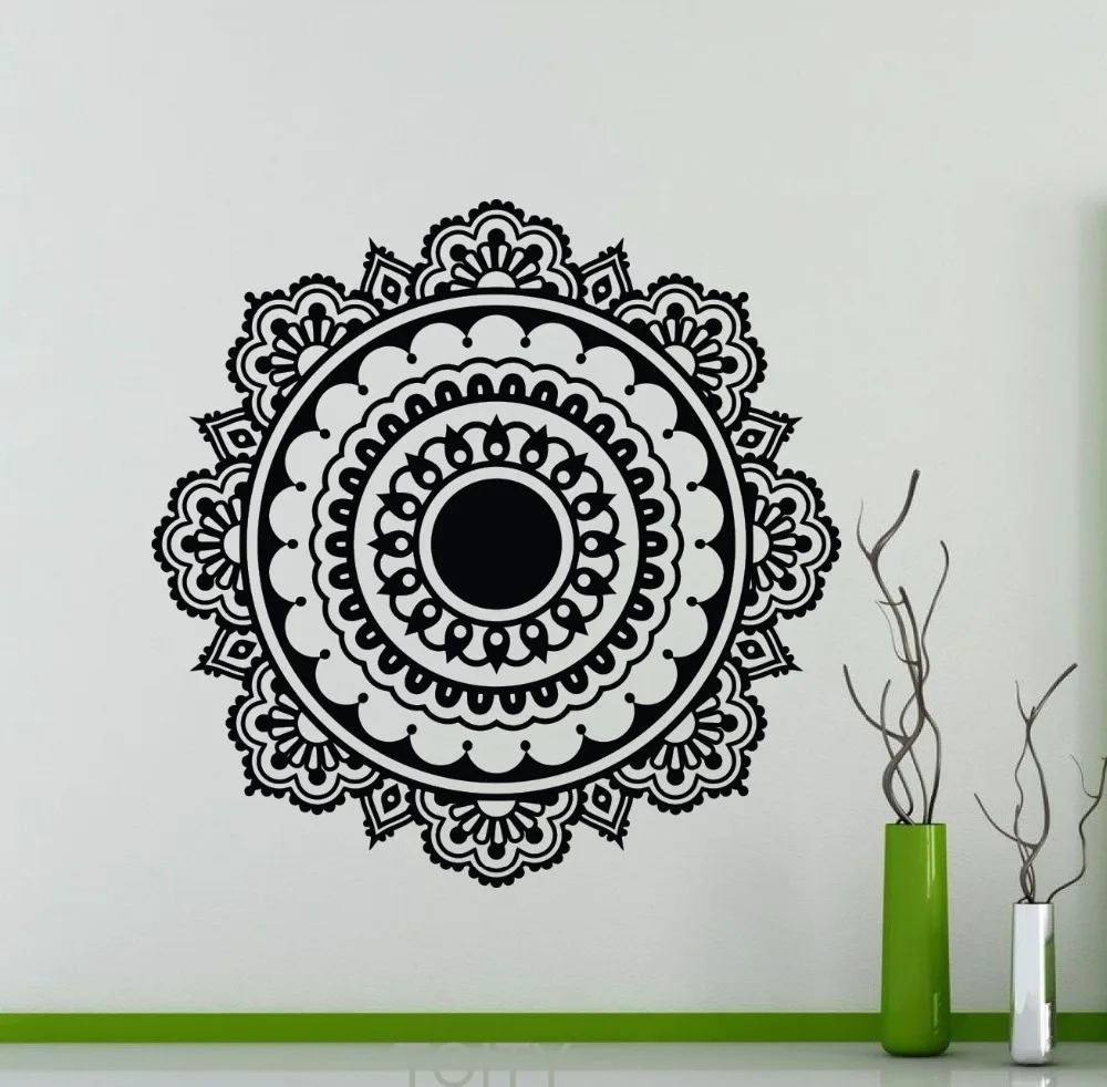 Mandala Vinyl Decal Mehndi Ornament Yoga Namaste Lotus Flower Wall