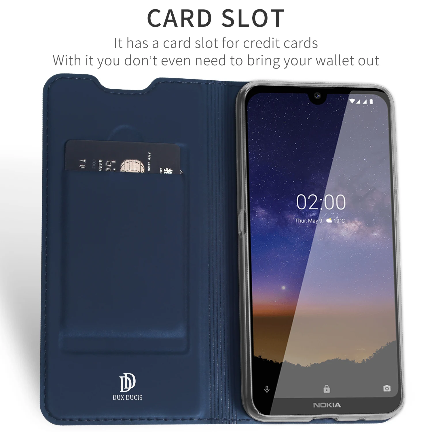 Флип чехол для Nokia 2 PU кожаный мягкий телефона защитный слот карт держатель