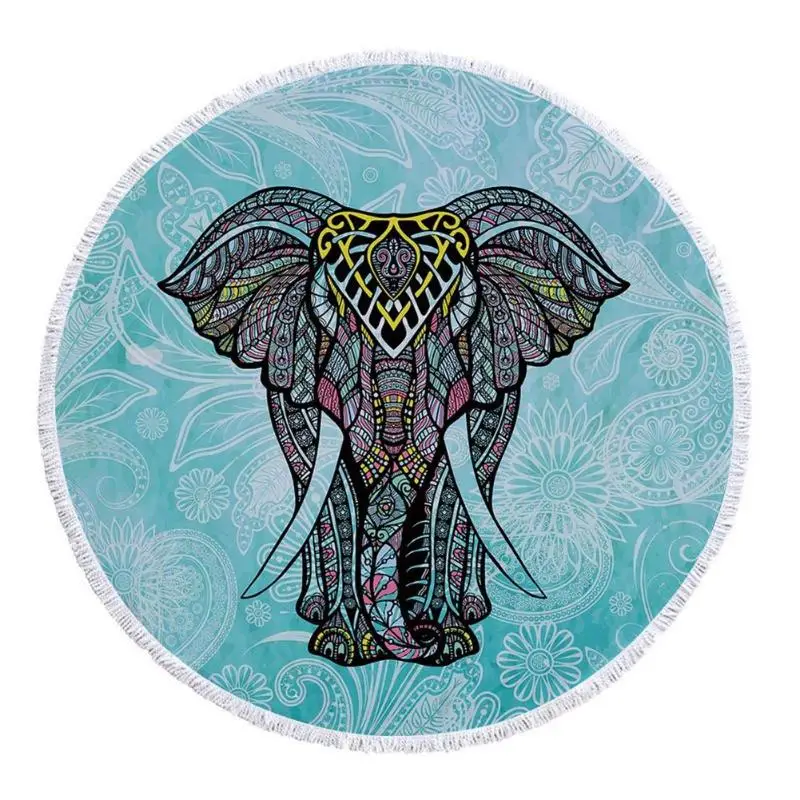 

Elephant Printed Bohemian Round Hanging Tapestry Beach Towel Yoga Mat Table Cloth Pad Cushion Bedspread Home textile Products