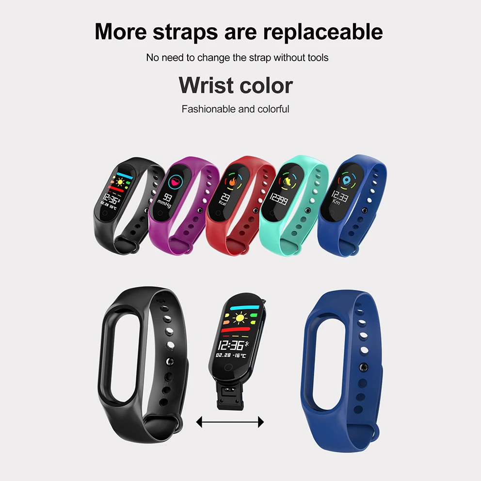 Fitness Tracker Smart Wristband Heart Rate Monitor Bracelet M3 Smartbracelet Pedometer Bracelet Can measure blood pressure watch