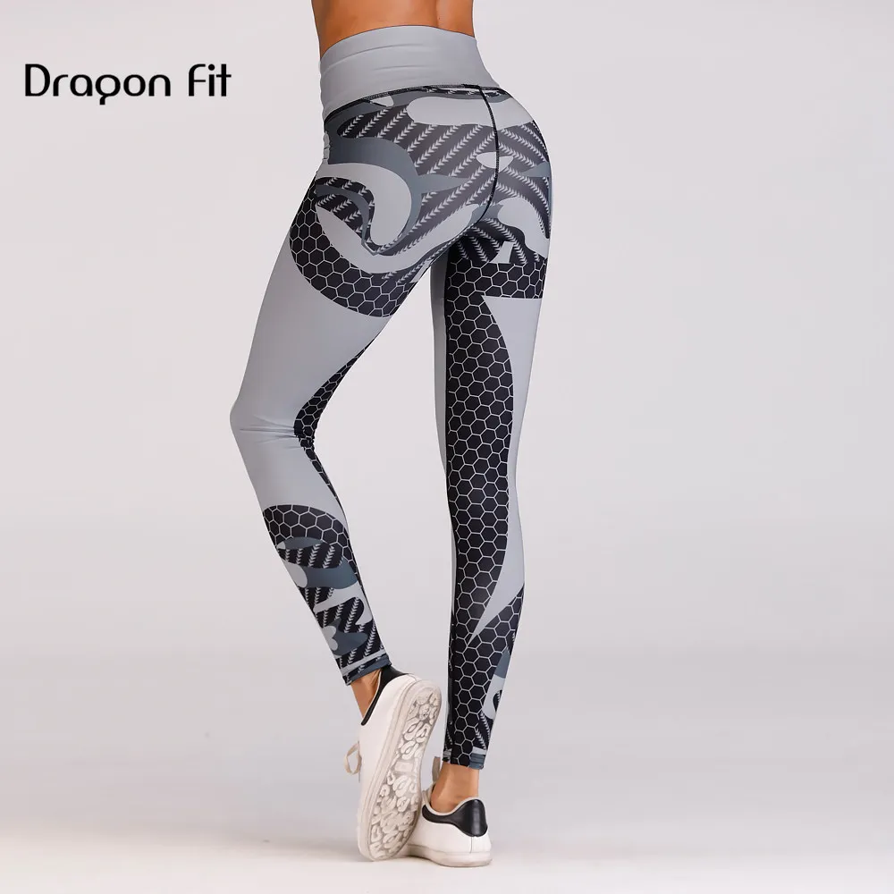 Dragon Fit Women Yoga Pants Printing Running Workout Sport Leggings Hit