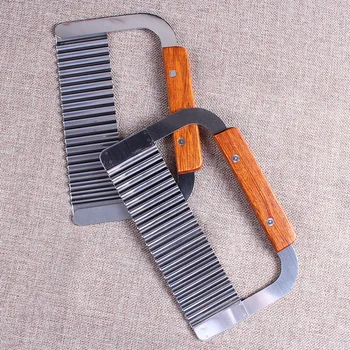 

2016 New Hardwood Handle Stainless Steel Crinkle Wax Vegetable Soap Cutter Wavy Slicer