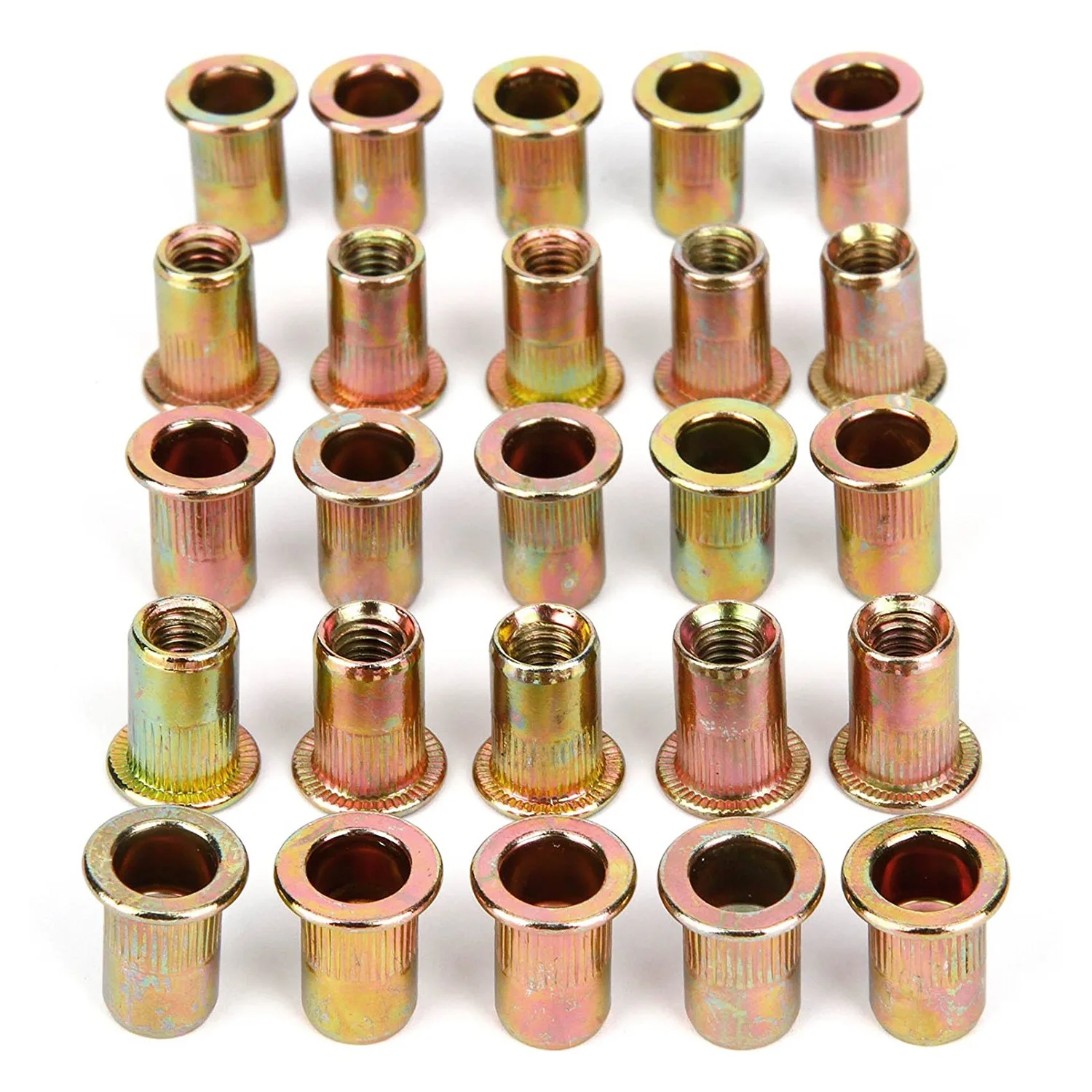 25PCS M6 threaded rivets Galvanized iron threaded insert threaded
