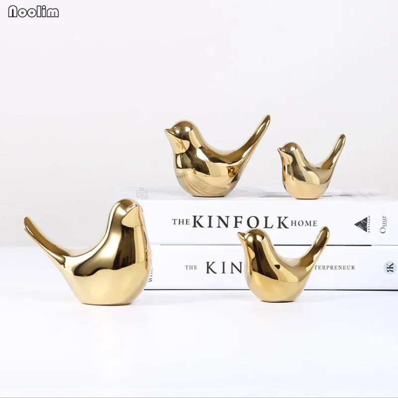 

Nordic Creative Gold Bird Decoration Ceramic Golden Bird Figurines Home Decoration Accessories Bird Figure Wedding Ornaments