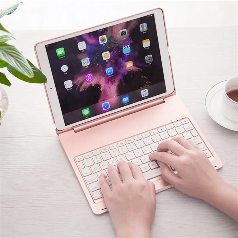 

10.5 Inch Two In One Aluminum Alloy Wireless Bluetooth Keyboard + Protective Case with Colorful Backlight for iPad Pro