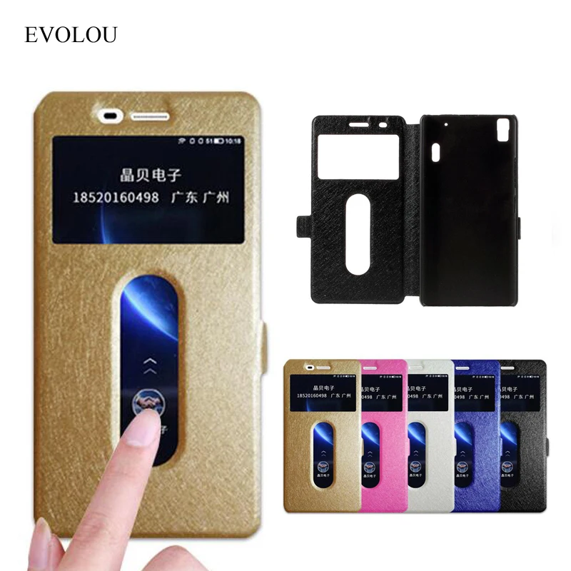 

For Lenovo K3 Note A7000 Case Luxury Quick Answer View Window Flip Silk PU Leather Case for K 3 Note K50-T5 Cover Phone Bag Skin