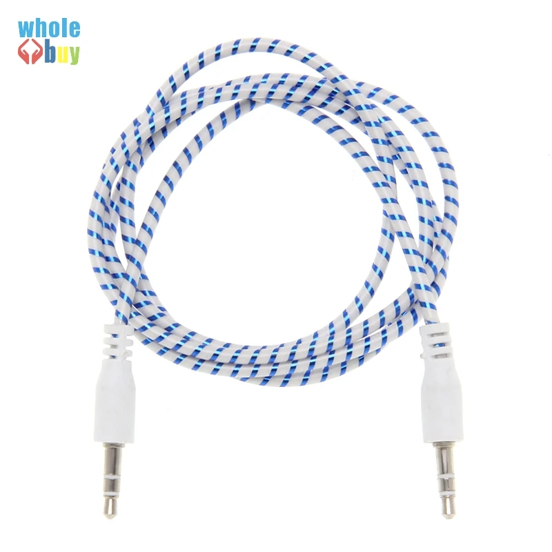 500pcs lot Audio Cable 1m Plastic Ring 3 5mm Jack To Jack Aux Cord Headphone Speaker AUX Cable for Samsung HTC Car MP3 Wholesale