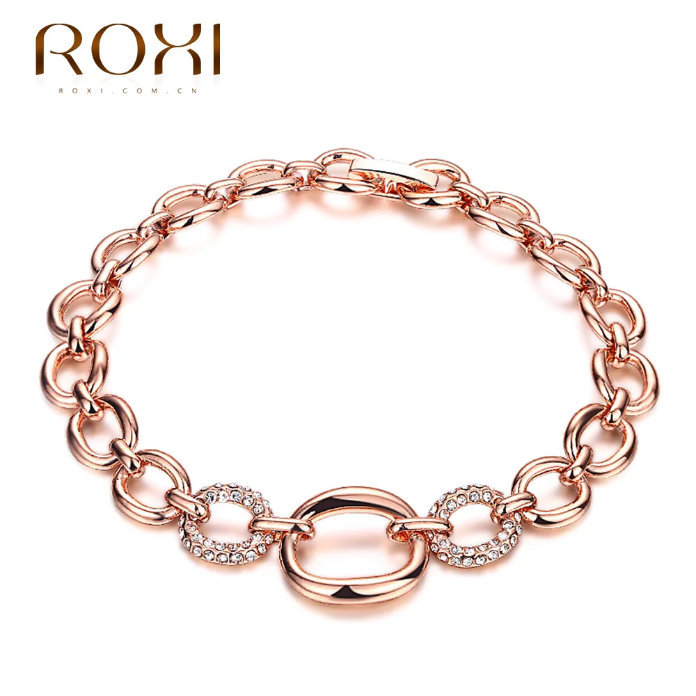 

2018 ROXI Brand bracelets & bangles For Women Multi-circle linked Bracelet Rose Gold Color Chains Ladie pulsera Body Jewelry