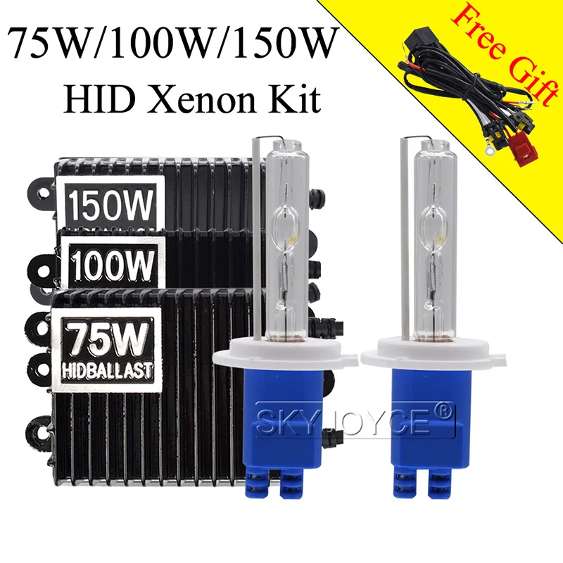 High Power 12V 75W 100W 150W Ballast HID Xenon Kit H7 H11 H3 HB3 HB4 D2H H1 Xenon Bulb 3000K 4300K 5000K 6000K Car Headlight Kit (2)