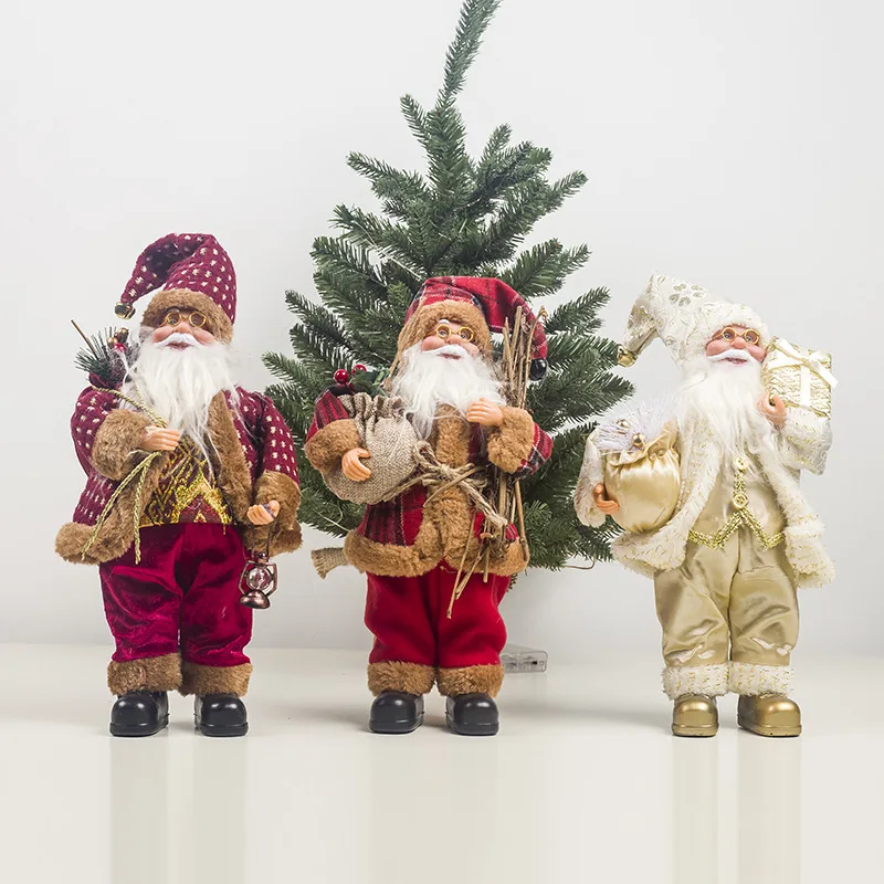 Рождественский Декор Санта Клаус сидя куклы ткани Рождество куклы для детей на Рождество, Подарочные игрушки для детей, подарок 15x33 см