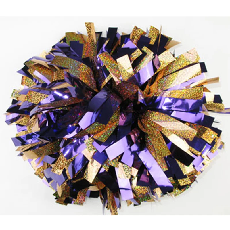 

cheerleading Pom poms 3/4"x 6"~custom color metallic whit and plastic royal blue handmade new hot sale