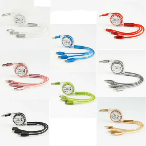 

3 in 1 1M Micro USB Type C 8 Pin Data Charging Cable For Android Samsung Galaxy LG Xiaomi Huawei Fast Sync Charging Line