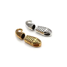 10 шт./лот, античные серебристые золотые застежки в виде змеи, крючки, Концевая крышка, разъемы для ожерелья, браслетов, ювелирных изделий, внутренний размер 6,5*7 мм