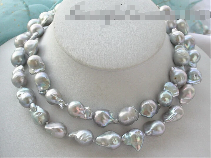 

shipping z3484 30" 19mm gray drip baroque KESHI REBORN PEARL NECKLACE