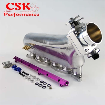 

Intake Manifold + Fuel Rail + 90mm Throttle Body W/ TPS For Toyota 1JZ-GTE Black / blue / purple