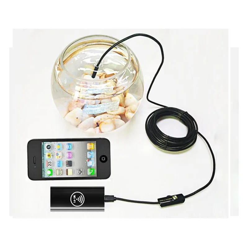 

Wifi Endoscope 8mm Lens 6LED Wireless HD IP67 Waterproof Hard Cable Industrial Inspection Camera Endoscope For Android / IOS