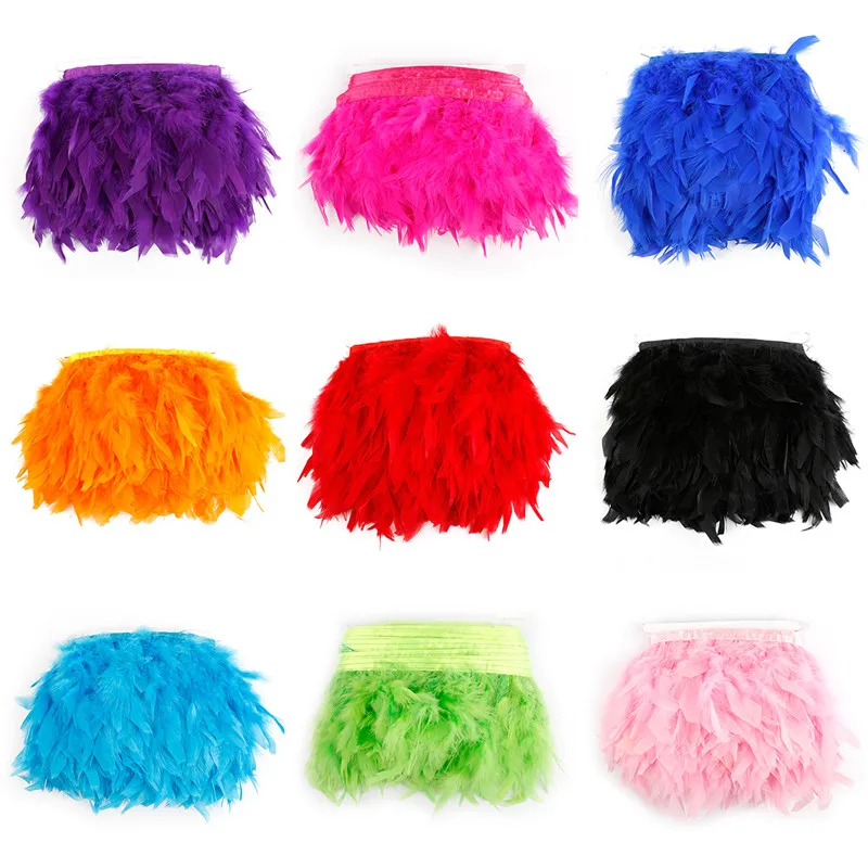 

4-6 Inch 1M Height Approx 10-15cm Turkey Feather Plumes Fringe Arts Crafts Sewing Apparel Sewing Fabric Feather DIY