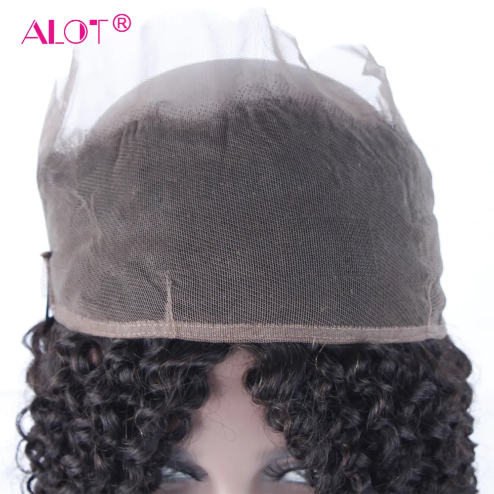 Alot Kinky Curly 360 Lace Frontal Closure Pre Plucked With Baby Hair Adjustable Band Non-Remy Peruvian Human Hair