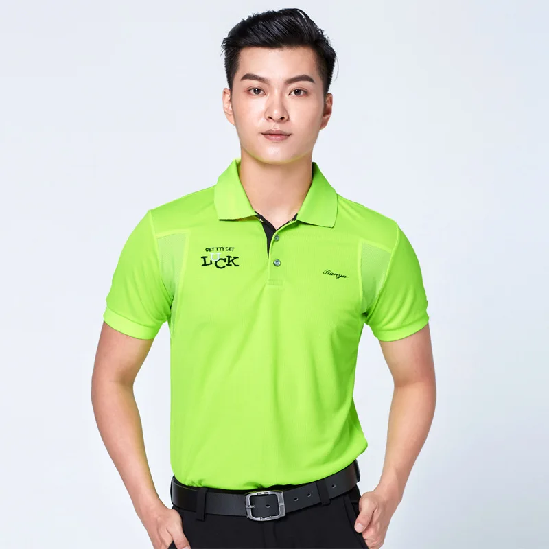 رجل التمرينات قميص جولف الذكور تنفس قصيرة الأكمام قمصان التجفيف السريع جولف الفانيلة Badmition الرياضة أعلى D0662
