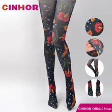 CINHOR оригинальные черные цветочные носки весна и осень Ретро мода сети Красный волна женский хип шелк хлопок