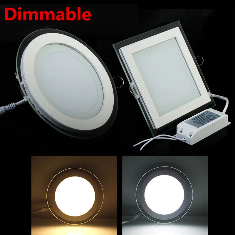 Dimmable 6W 9W 12W 18W LED Panel Downlight Glass Recessed Ceiling Spot Light SMD5630 Warm Cold White Led Panels AC85-265V | Освещение