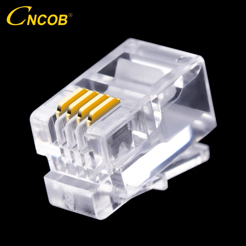CNCOB 4P4C RJ9 سماعة الهاتف موصل 4 النواة الصوت موصل 4-سلك التوصيل الذهب-مطلي النحاس رقاقة 100 قطعة CNCOB 4P4C RJ9 سماعة الهاتف موصل 4 النواة الصوت موصل 4-سلك التوصيل الذهب-مطلي النحاس رقاقة 100 قطعة