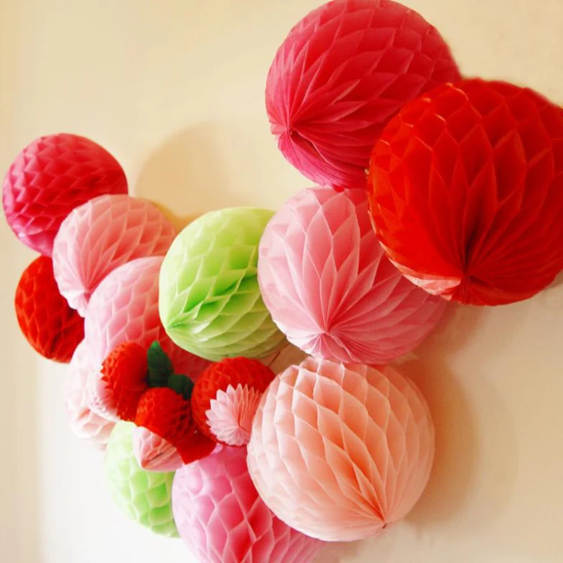 

5pcs/lot Size 15cm/20cm/25cm Colorful Flower Paper Lantern Honeycomb Ball Wedding Kid Birthday Baby Shower Decoration