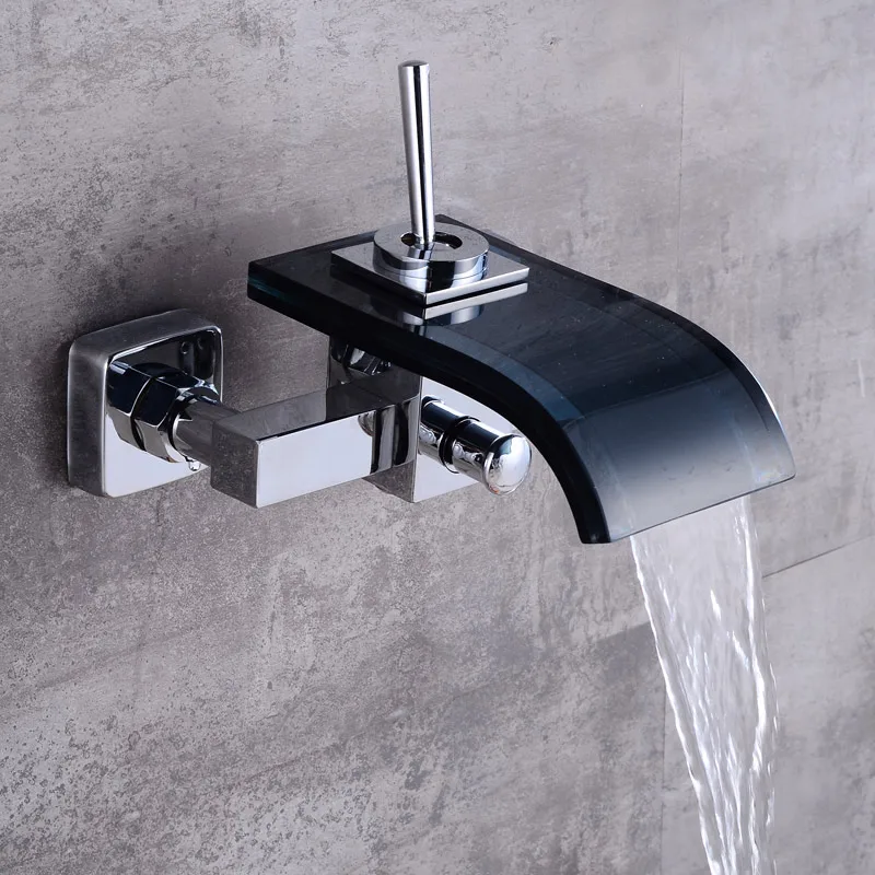 Бакала современный водопад настенный для ванной ванна Наполнитель кран смеситель хромированный - Цвет: LH-8008B